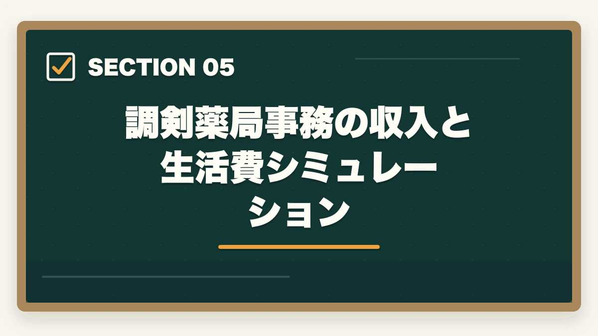 調剣薬局事務の収入と生活費シミュレーション｜調剤薬局事務の年収相場|業態・地域・経験別の給料完全ガイドの図解