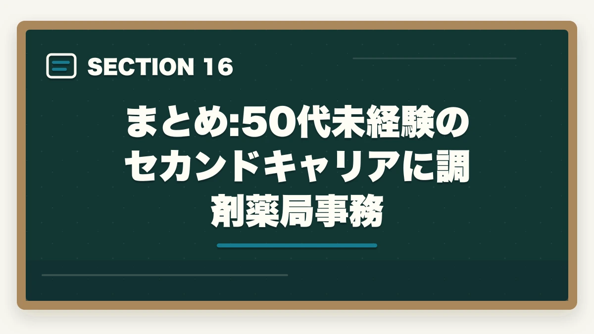 まとめ:50代未経験のセカンドキャリアに調剤薬局事務｜の図解