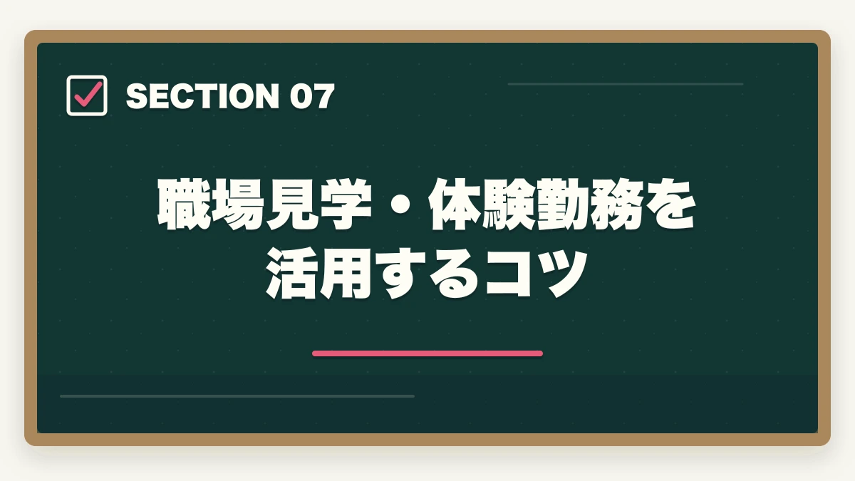 職場見学・体験勤務を活用するコツ｜調剤薬局事務の求人の探し方|採用されやすい優良店舗の選び方完全ガイドの図解