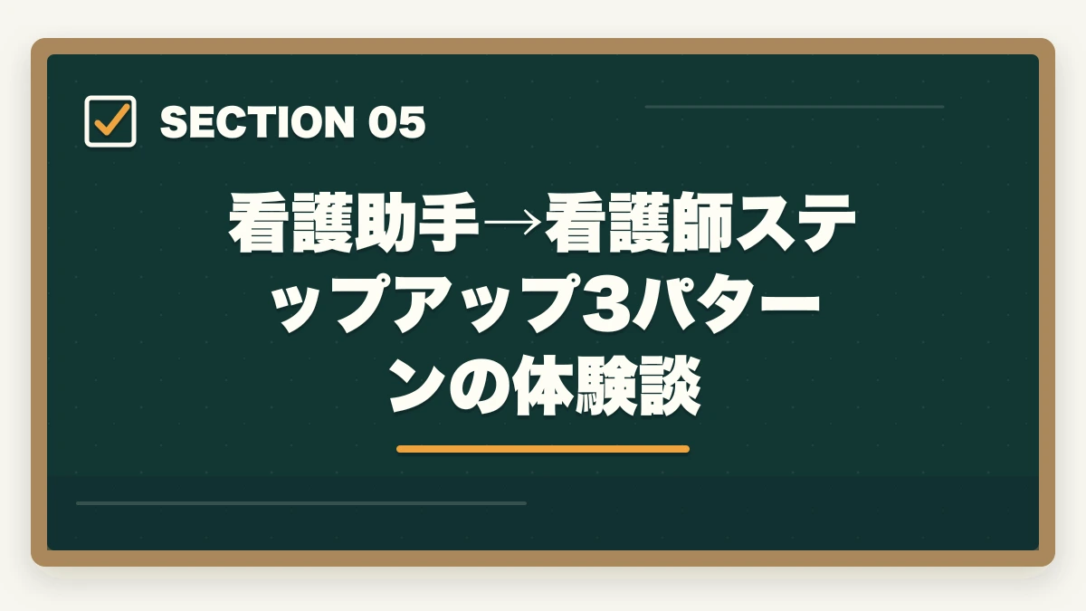 看護助手→看護師ステップアップ3パターンの体験談｜看護助手と看護師の違いは?医療行為・取得期間・年収を10項目で徹底比較の図解