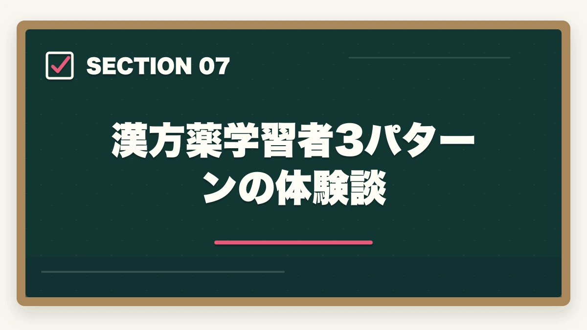 漢方薬学習者3パターンの体験談｜登録販売者試験の漢方薬は分類+語呂合わせで克服|頻出20処方の効率学習法の図解