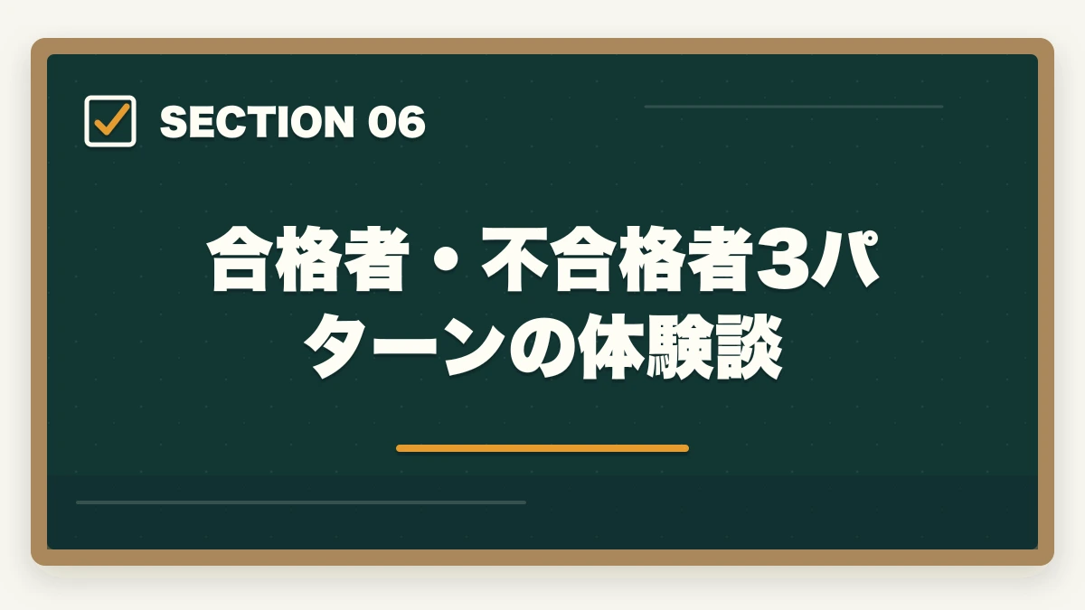 合格者・不合格者3パターンの体験談｜登録販売者試験の合格基準ボーダーラインは?総得点70%+各章35%の落とし穴の図解