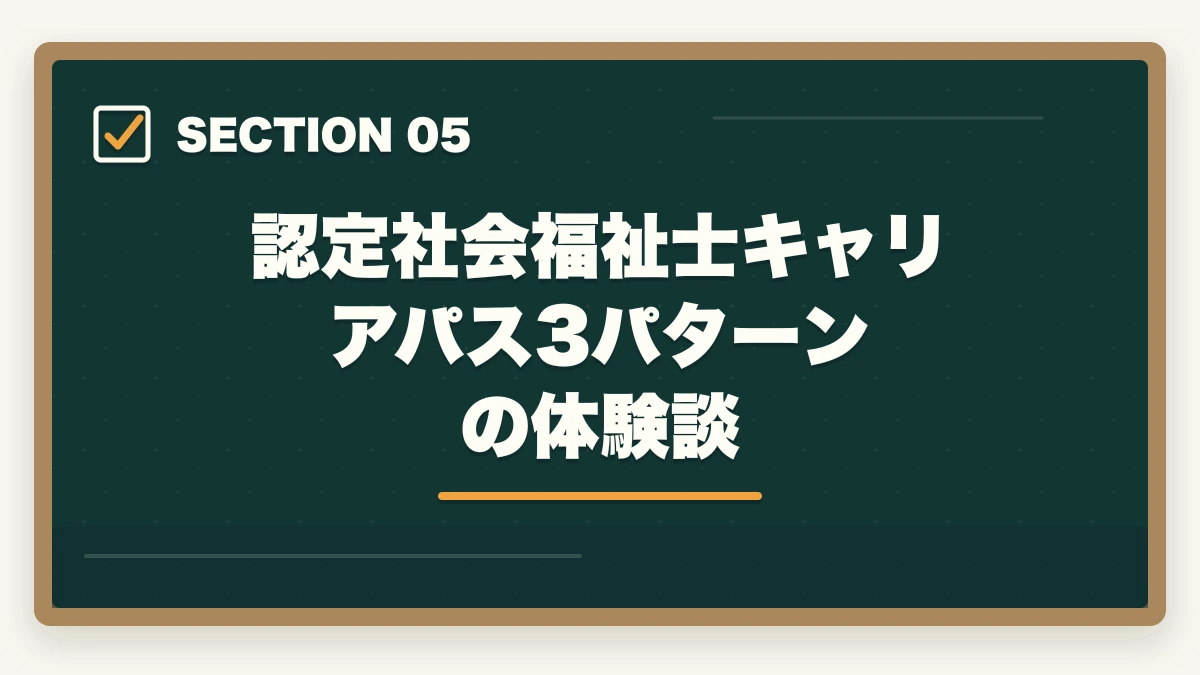 認定社会福祉士キャリアパス3パターンの体験談｜認定社会福祉士・上級認定社会福祉士の取得方法|年収450-600万円のキャリアアップの図解