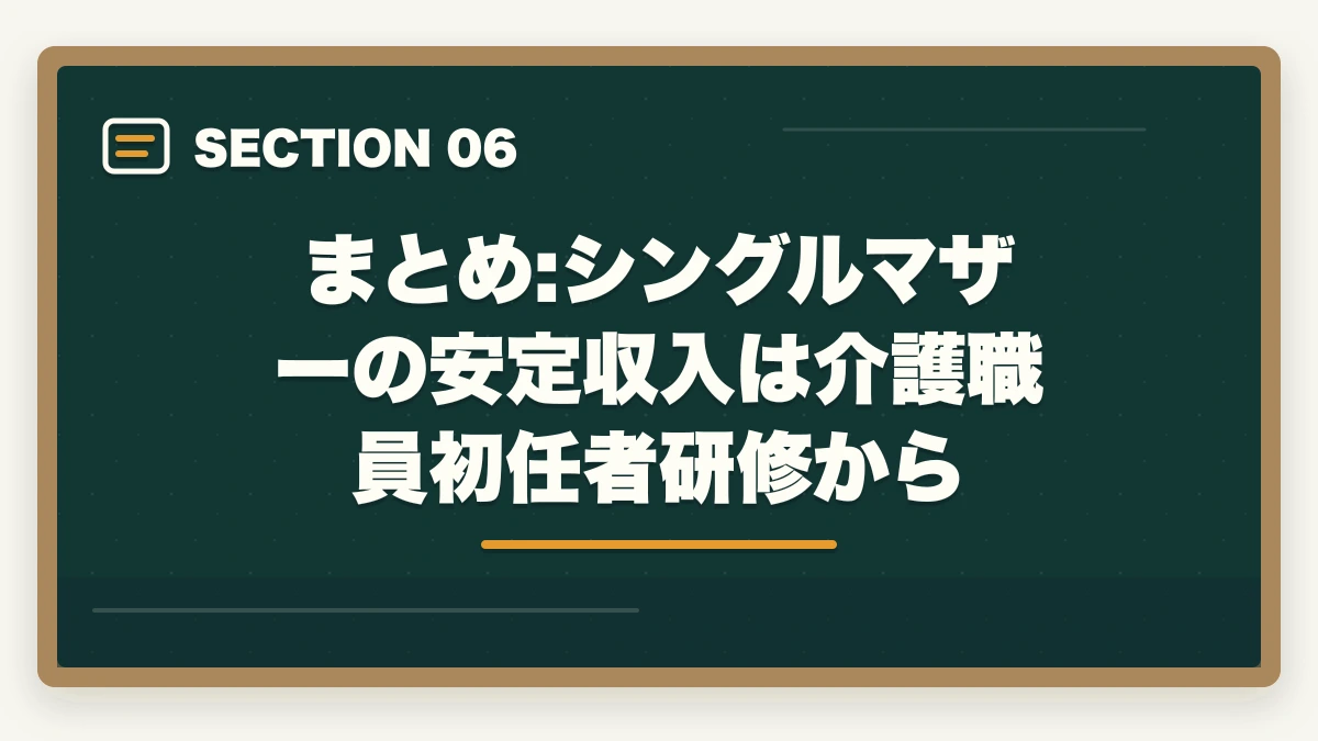 まとめ:シングルマザーの安定収入は介護職員初任者研修から｜シングルマザーは介護職員初任者研修で安定収入|3か月で取得・公的支援3制度ガイドの図解