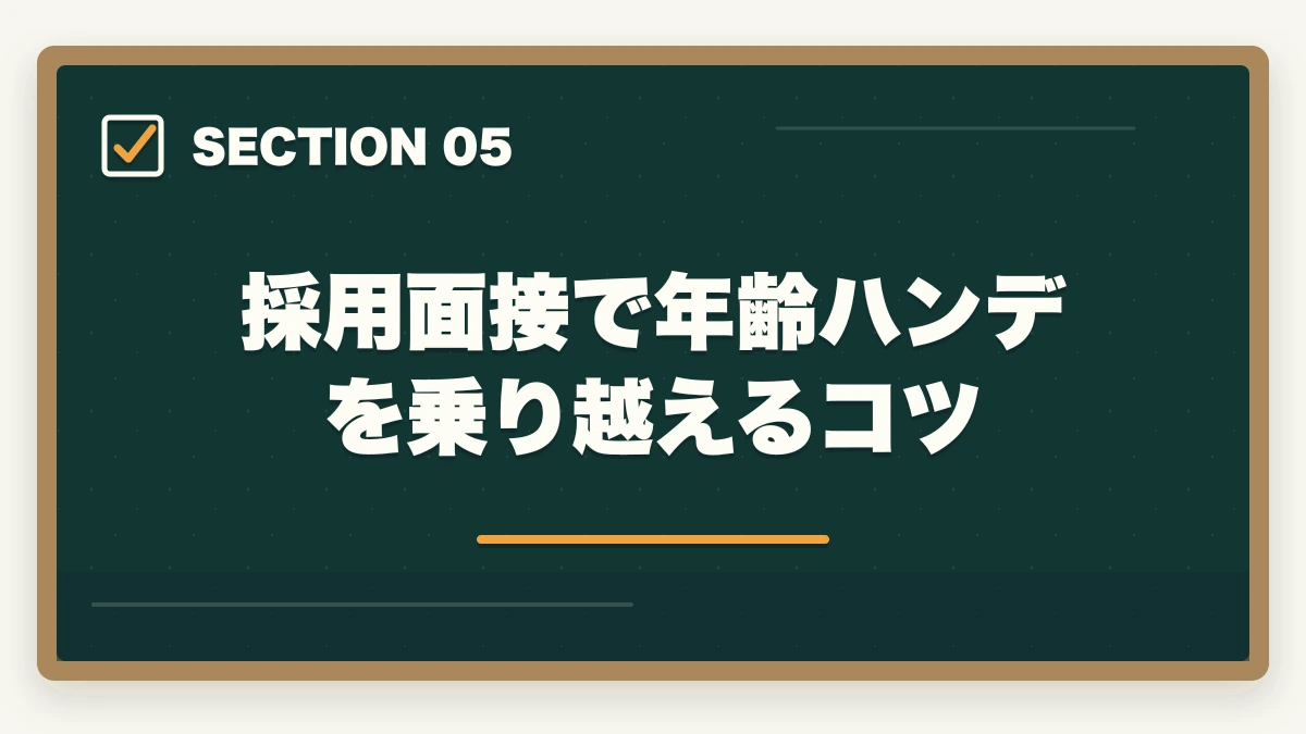 採用面接で年齢ハンデを乗り越えるコツ｜の図解