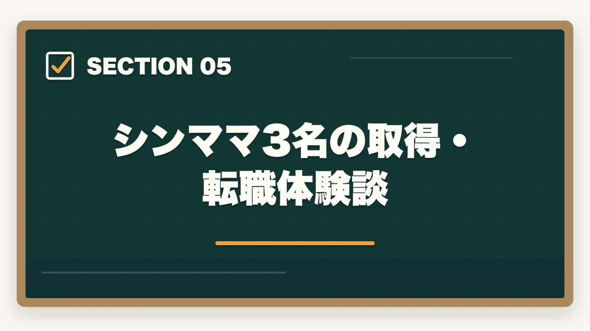 シンママ3名の取得・転職体験談｜シングルマザーの認知症介助士|介護転職の入口・公的支援活用ガイドの図解
