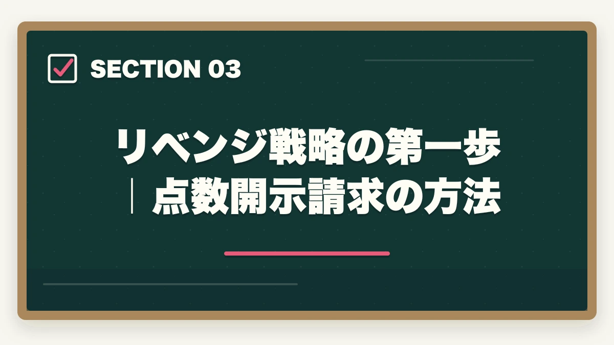 リベンジ戦略の第一歩｜点数開示請求の方法｜介護福祉士に1点足りなかった人のリベンジ合格法|2回目で受かる勉強戦略を10年介護経験者が解説の図解