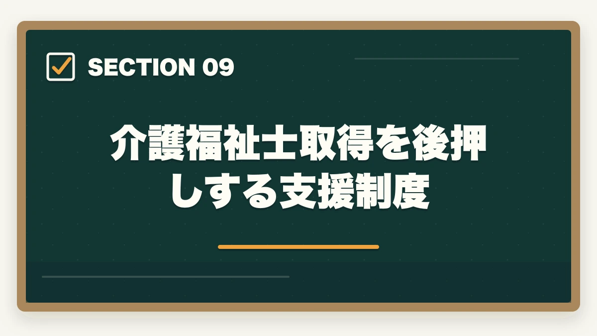 介護福祉士取得を後押しする支援制度｜看護助手から介護福祉士ステップアップ|実務経験3年+国家試験合格ロードマップの図解