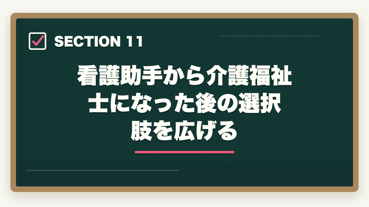 看護助手から介護福祉士になった後の選択肢を広げる｜看護助手から介護福祉士ステップアップ|実務経験3年+国家試験合格ロードマップの図解