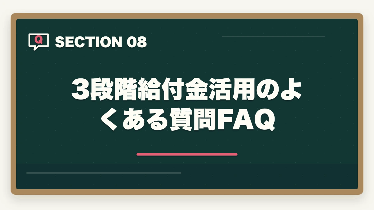 3段階給付金活用のよくある質問FAQ|介護初任者研修・実務者研修の教育訓練給付金完全ガイド|3段階で最大55,960円還元する戦略の図解