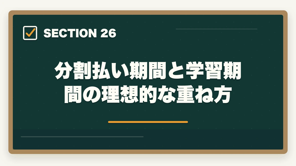 分割払い期間と学習期間の理想的な重ね方｜ユーキャンケアマネジャーの分割払いvs一括払い完全比較|月々3,900円から始める支払い方法ガイドの図解