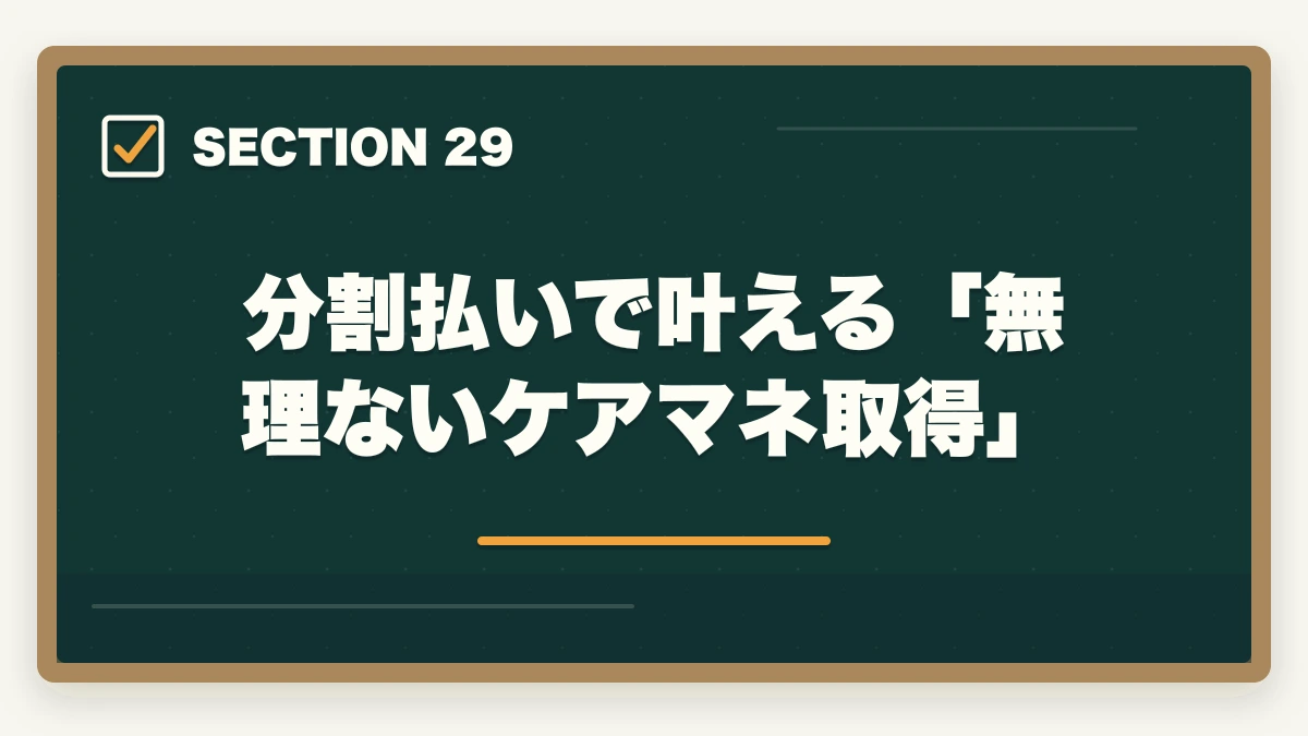 分割払いで叶える「無理ないケアマネ取得」｜ユーキャンケアマネジャーの分割払いvs一括払い完全比較|月々3,900円から始める支払い方法ガイドの図解