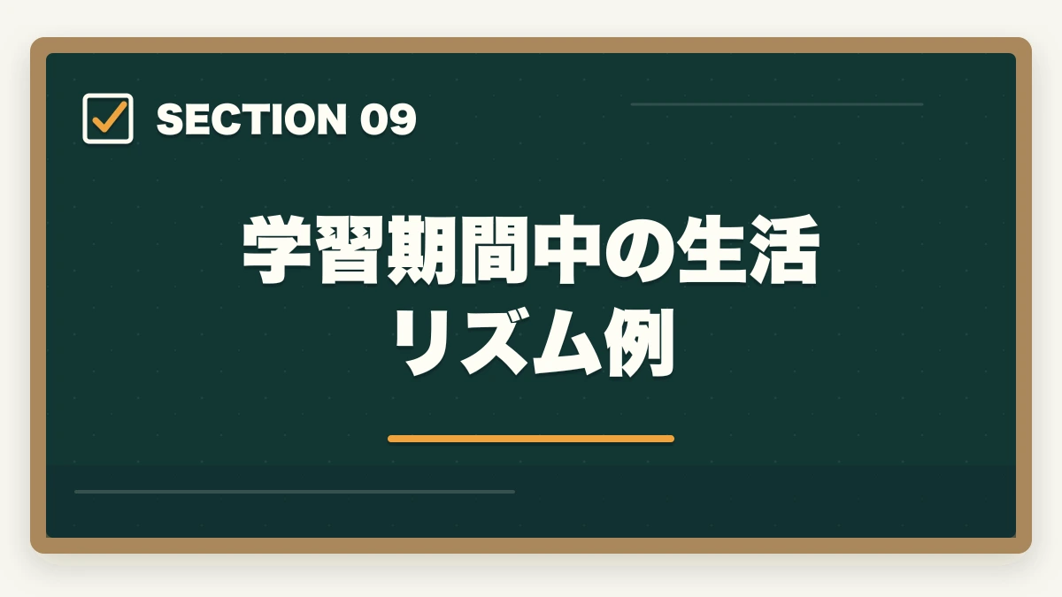 学習期間中の生活リズム例|ユーキャン介護福祉士は何ヶ月で取れる?最短3ヶ月から1年までの学習期間別合格戦略の図解