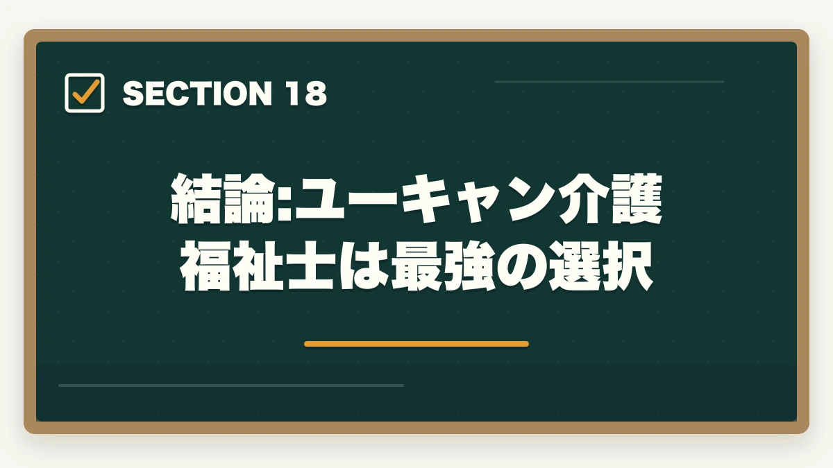 結論:ユーキャン介護福祉士は最強の選択｜ユーキャン介護福祉士を最もお得に取得する完全ガイド|月々3,900円+給付金で実質約4万円の図解