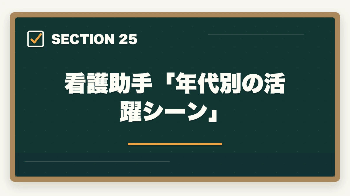 看護助手「年代別の活躍シーン」|ユーキャン看護助手の教材中身レビュー|6種類のフルカラー教材セットを10年経験者が徹底評価の図解