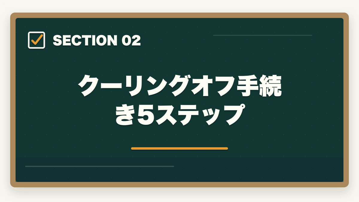 クーリングオフ手続き5ステップ|ユーキャン看護助手のキャンセル・返金完全ガイド|8日間クーリングオフの正しい使い方の図解