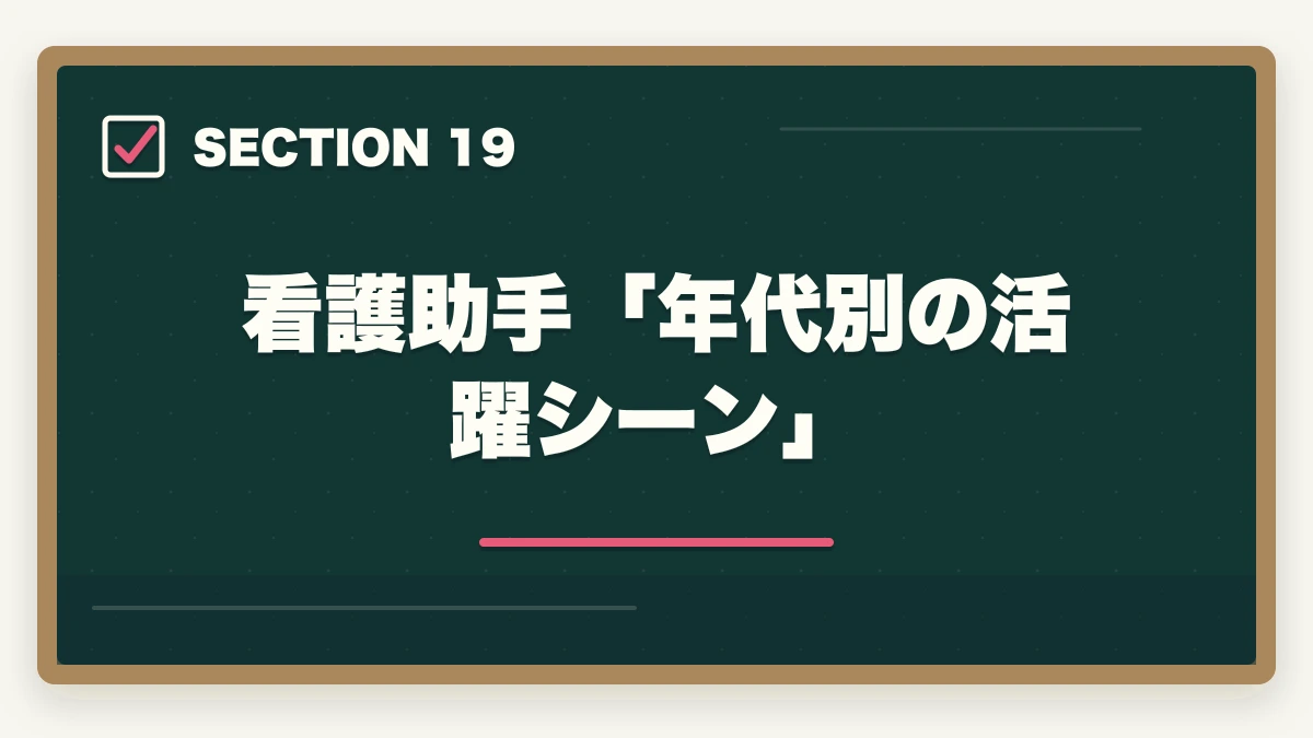 看護助手「年代別の活躍シーン」｜ユーキャン看護助手は何ヶ月で取れる?|標準3ヶ月・最短2ヶ月・余裕8ヶ月の3プラン完全比較の図解