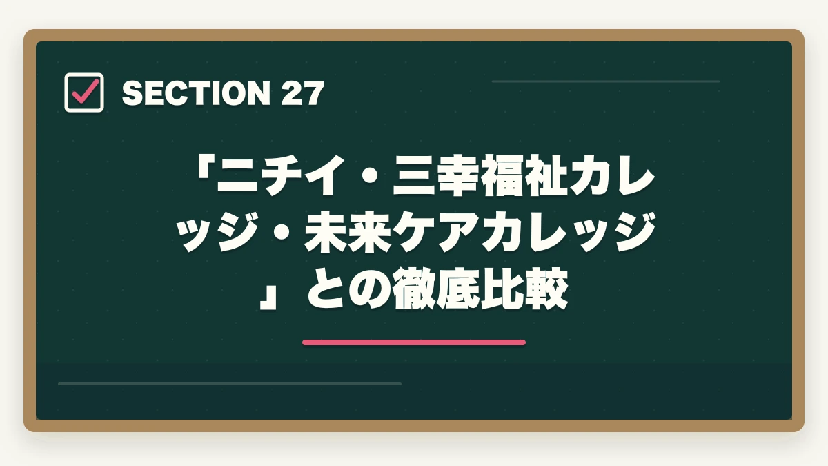 「ニチイ・三幸福祉カレッジ・未来ケアカレッジ」との徹底比較｜大原実務者研修の教材中身レビュー|10年現場経験者がテキスト・動画・スクーリングを徹底評価の図解