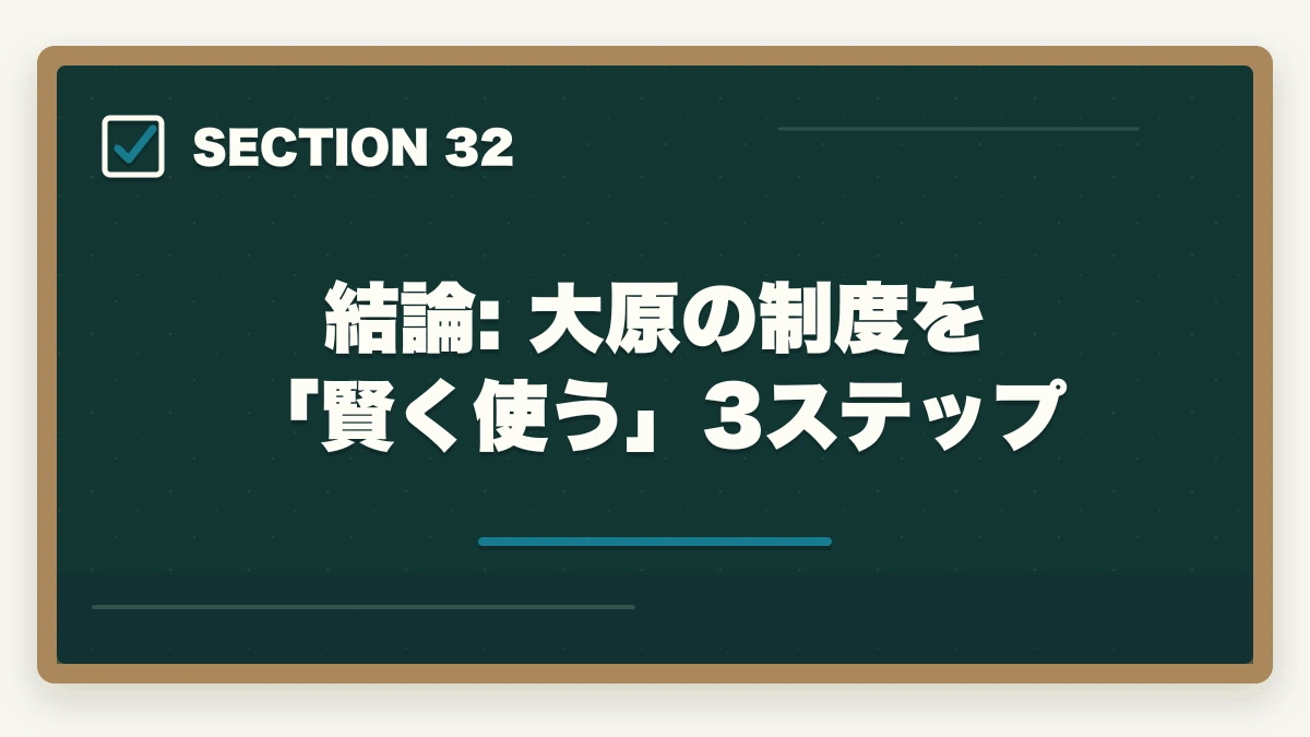 結論: 大原の制度を「賢く使う」3ステップ|の図解