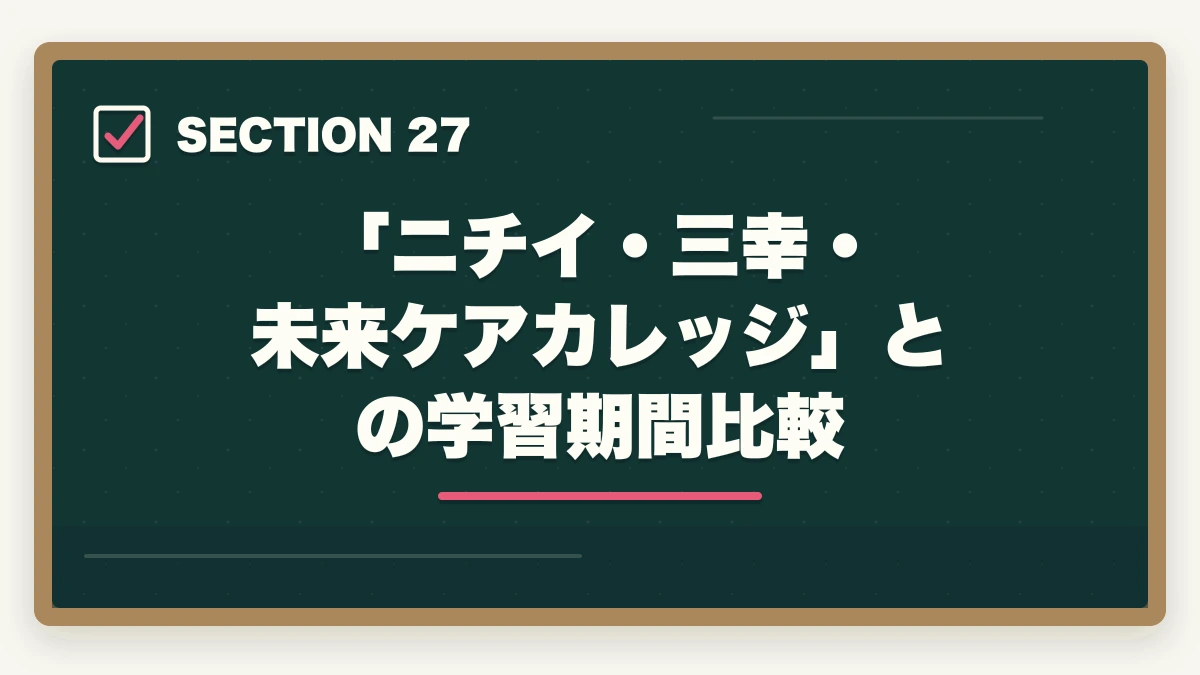 「ニチイ・三幸・未来ケアカレッジ」との学習期間比較|大原実務者研修は何ヶ月で取れる?|標準6ヶ月・最短3ヶ月・余裕12ヶ月の3プラン完全比較の図解