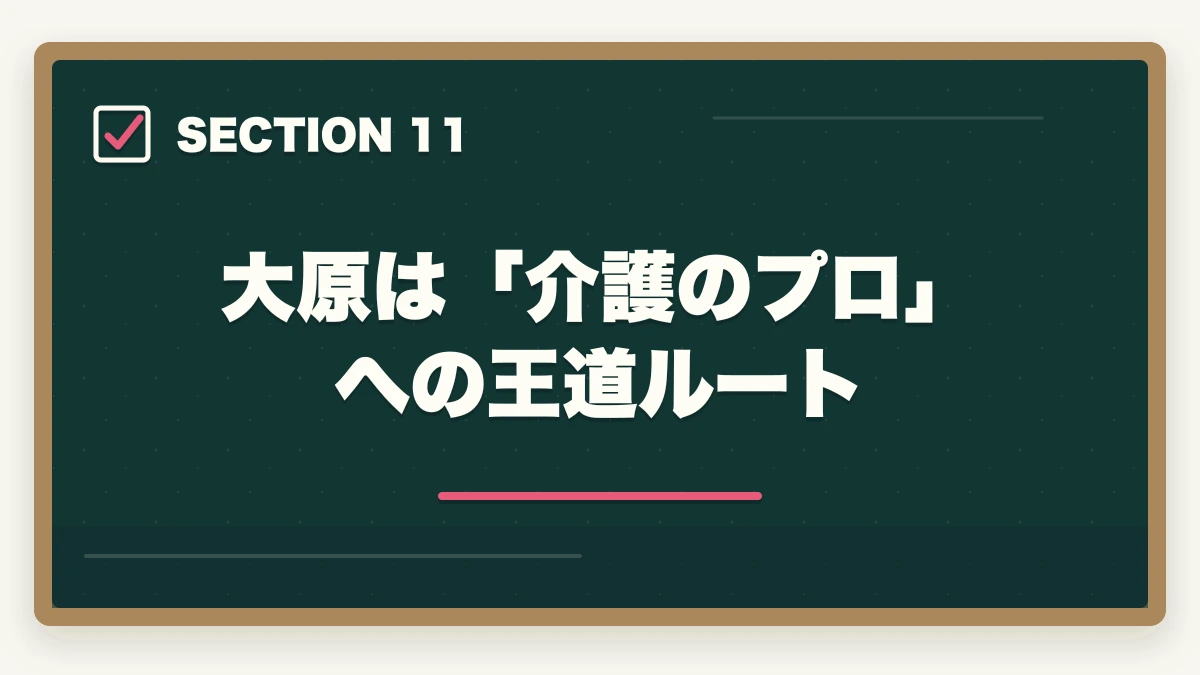 大原は「介護のプロ」への王道ルート｜大原初任者研修の教材中身レビュー|介護未経験から学べるテキスト・動画・スクーリングを徹底評価の図解