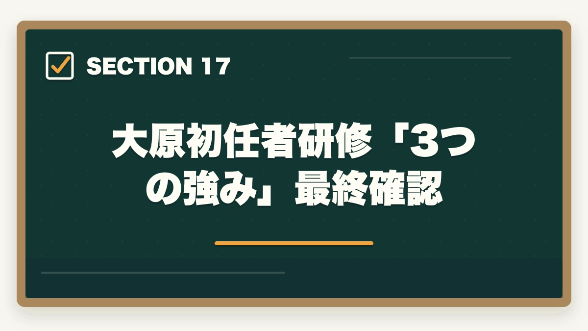 大原初任者研修「3つの強み」最終確認｜大原初任者研修の教材中身レビュー|介護未経験から学べるテキスト・動画・スクーリングを徹底評価の図解