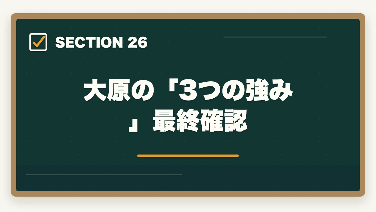 大原の「3つの強み」最終確認|大原初任者研修は何ヶ月で取れる?|標準3-4ヶ月・最短2ヶ月・余裕6ヶ月の3プラン完全比較の図解