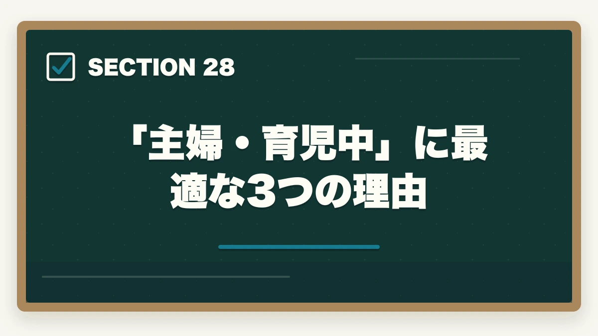 「主婦・育児中」に最適な3つの理由|ユーキャン調剤薬局事務は何ヶ月で取れる?|標準3ヶ月・最短2ヶ月・余裕6ヶ月の3プラン完全比較の図解