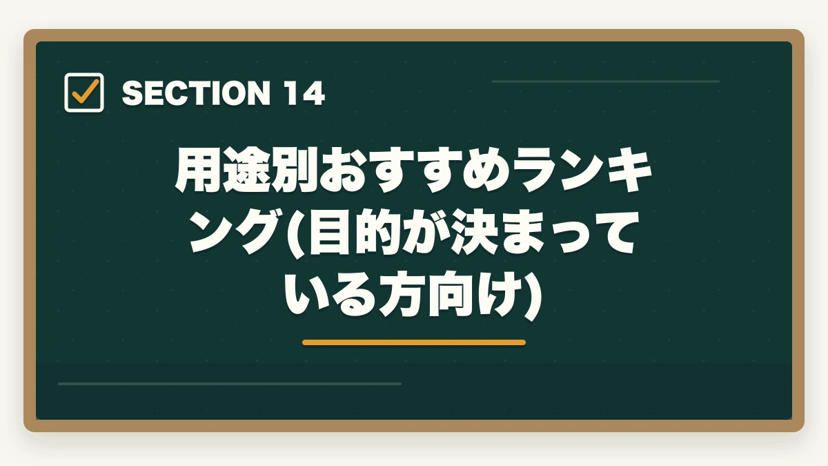 用途別おすすめランキング(目的が決まっている方向け)|ユーキャン介護・医療資格おすすめランキング14講座|10年介護経験者が用途別に決定版比較【2026年最新】の図解
