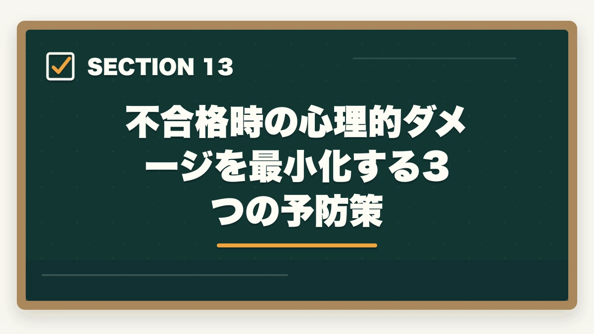 不合格時の心理的ダメージを最小化する3つの予防策|介護・医療通信講座の不合格時返金保証あり3社比較|キャリカレ全額返金保証を10年経験者が解説の図解