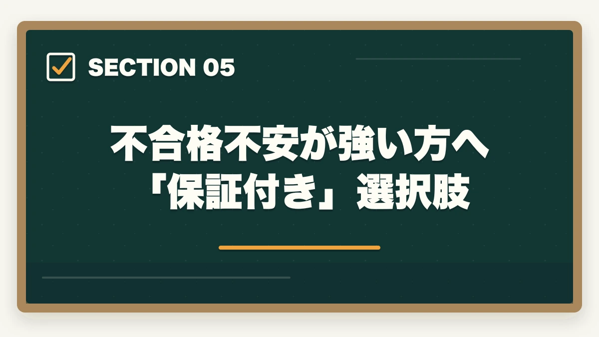 不合格不安が強い方へ「保証付き」選択肢|働きながら取れる介護・医療資格おすすめ5選|短期取得+給付金活用で実質負担減【在職者向け】の図解