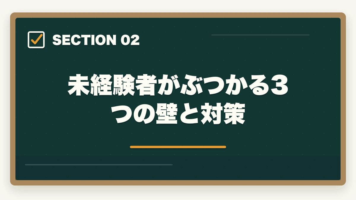 未経験者がぶつかる3つの壁と対策｜未経験から取れる介護・医療資格ランキング5選|受験資格不問・3〜6ヶ月で取得【入門完全ガイド】の図解
