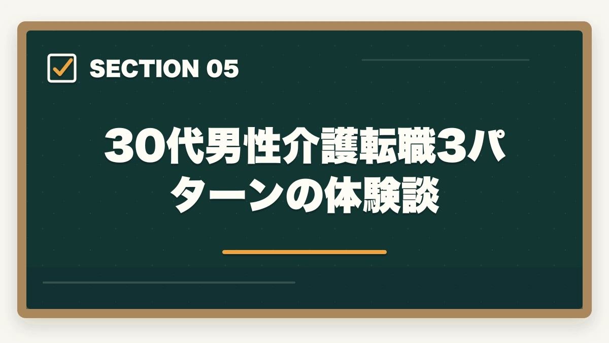 30代男性介護転職3パターンの体験談｜介護福祉士の男性30代転職完全ガイドの図解