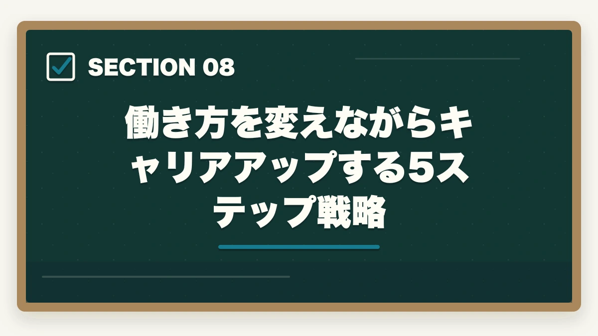 働き方を変えながらキャリアアップする5ステップ戦略|働き方別 介護・医療資格おすすめ完全ガイド|夜勤あり/なし・在宅・パート別の最適資格の図解