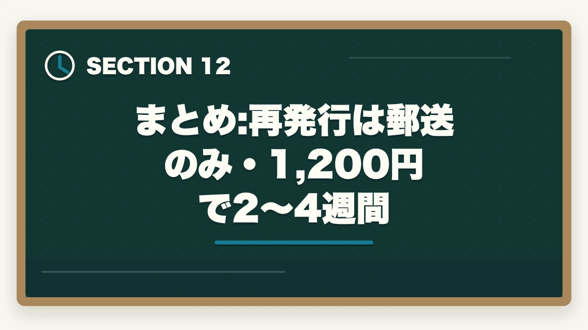 まとめ:再発行は郵送のみ・1,200円で2〜4週間｜介護福祉士登録証(資格証)の再発行手続き完全ガイド|社会福祉振興・試験センター提出書類と費用1,200円の図解