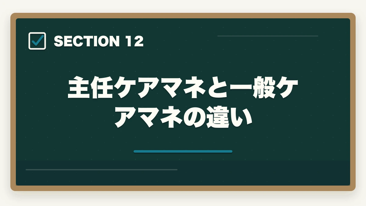 主任ケアマネと一般ケアマネの違い|ケアマネ担当変更の手続き完全ガイド|変更5大理由+5ステップ依頼法+NG言動5パターンの図解