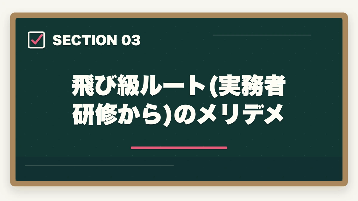飛び級ルート(実務者研修から)のメリデメ｜初任者研修と実務者研修の違いと取得順番完全ガイドの図解