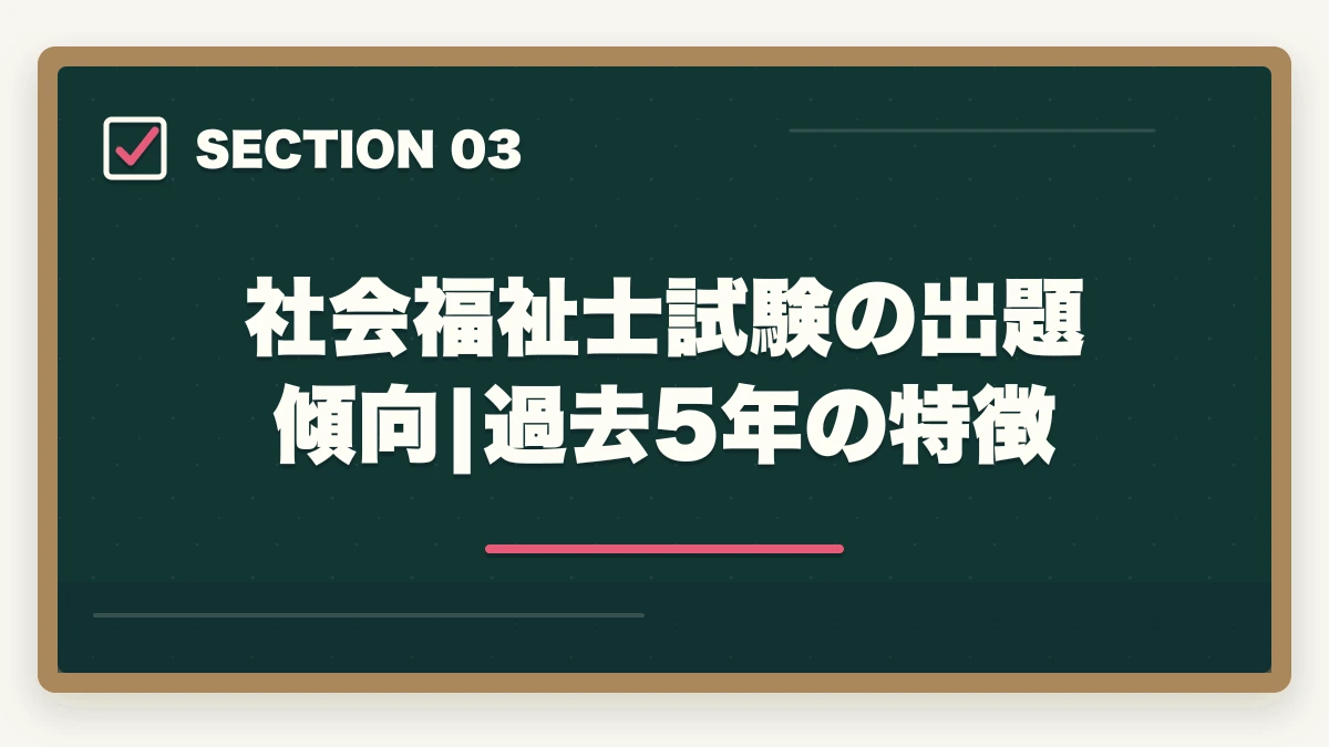 社会福祉士試験の出題傾向|過去5年の特徴｜社会福祉士試験に落ちた…1年後の再挑戦完全ガイド|不合格分析と4フェーズ12か月計画の図解