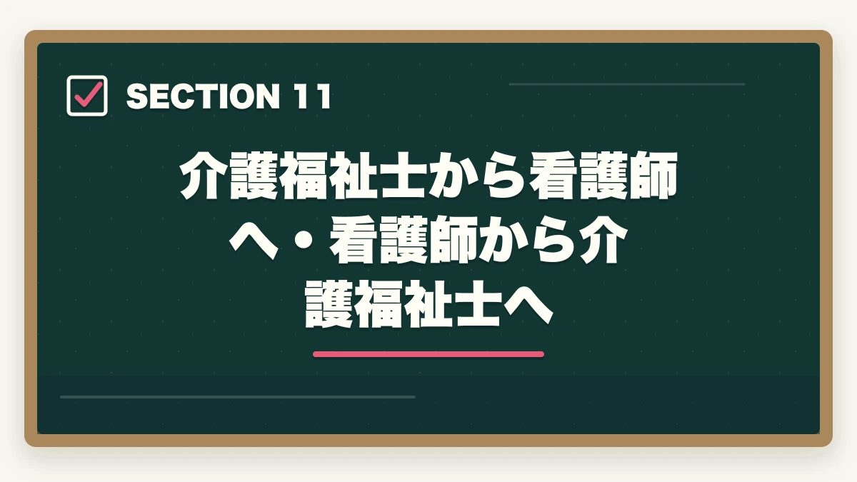 介護福祉士から看護師へ・看護師から介護福祉士へ｜介護福祉士と看護師の違い|5軸完全比較と仕事内容・年収・将来性の図解
