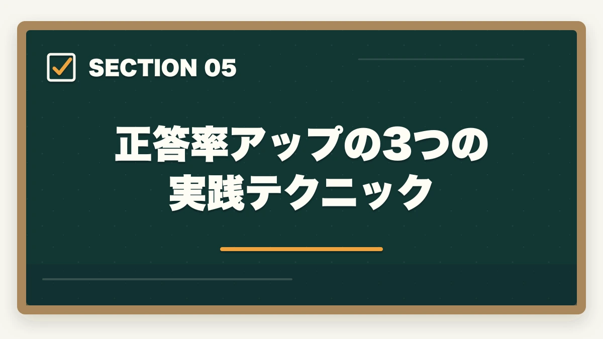 正答率アップの3つの実践テクニック｜ケアマネ試験5択問題の解き方完全ガイドの図解