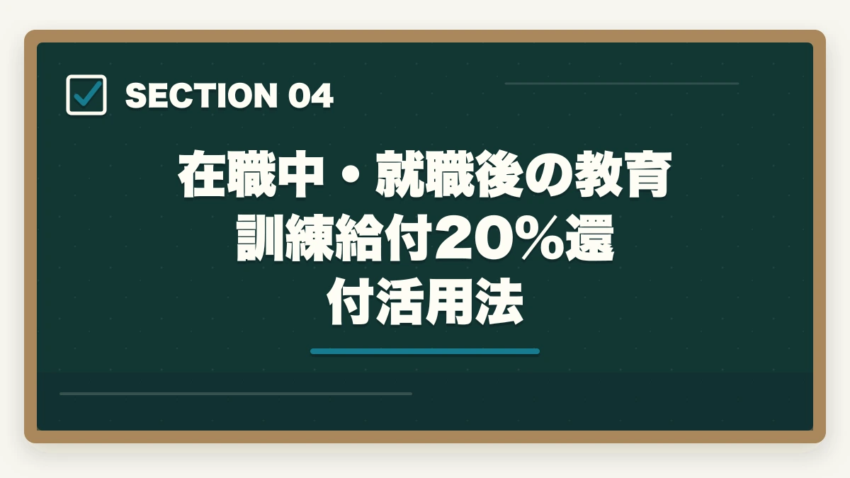 在職中・就職後の教育訓練給付20%還付活用法｜初任者研修と給付金・失業保険の併用完全ガイドの図解