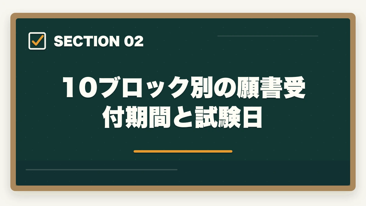 10ブロック別の願書受付期間と試験日｜登録販売者試験の申込み完全ガイドの図解