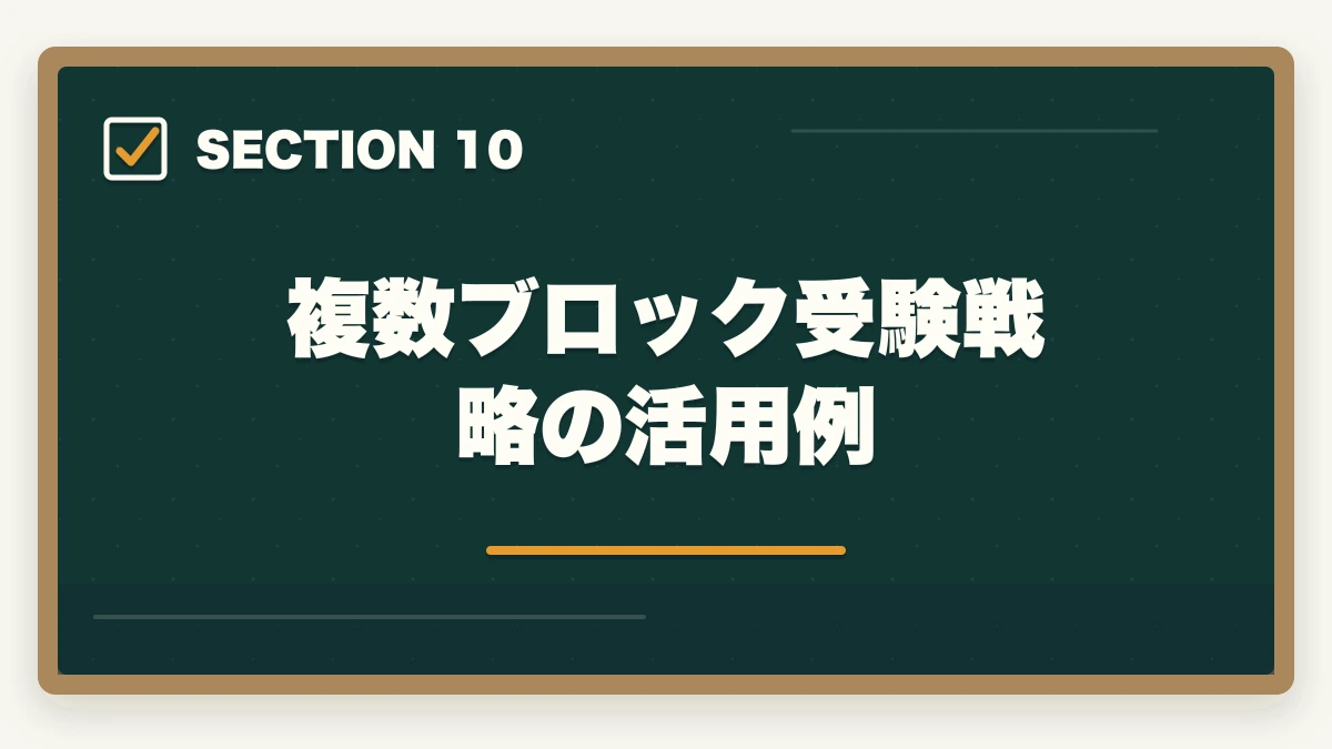 複数ブロック受験戦略の活用例｜登録販売者試験の申込み完全ガイドの図解