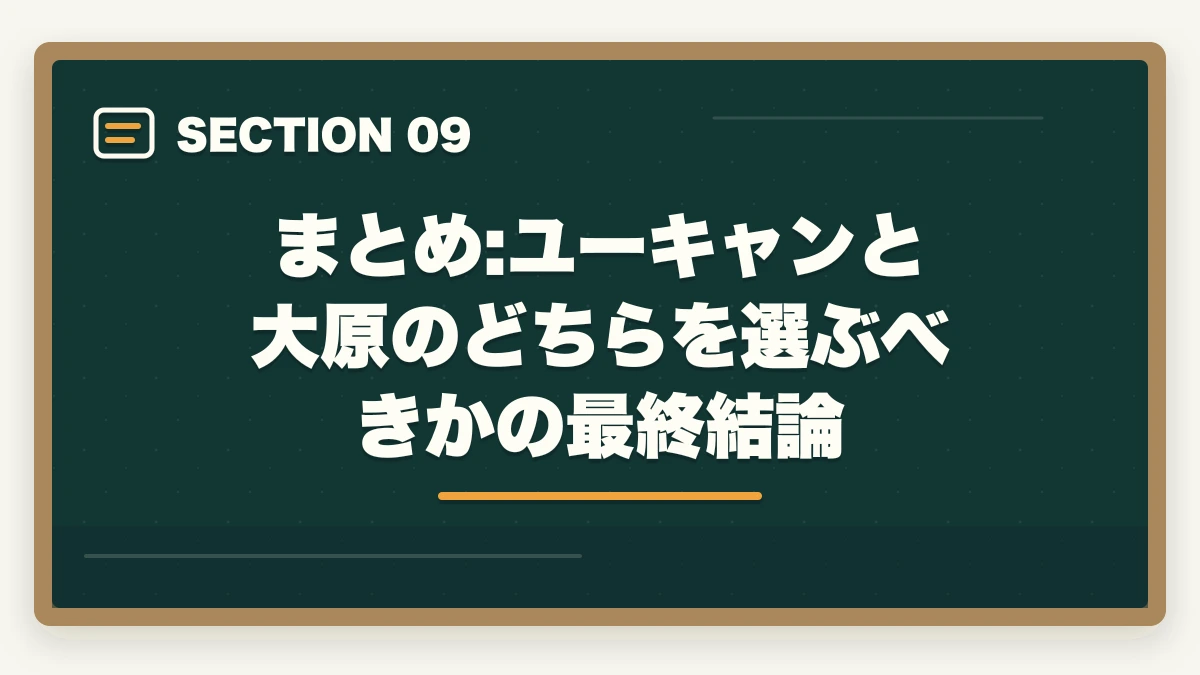 まとめ:ユーキャンと大原のどちらを選ぶべきかの最終結論｜ケアマネのユーキャンと資格の大原を徹底比較の図解