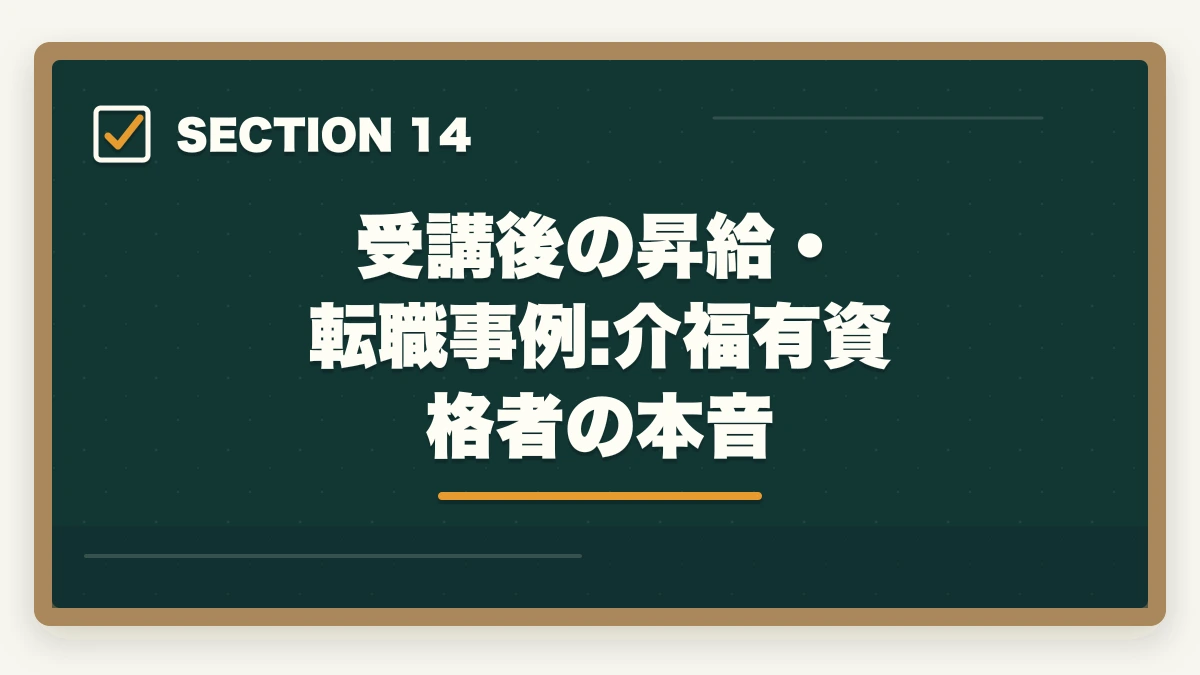 受講後の昇給・転職事例:介福有資格者の本音｜介護職員初任者研修のニチイと三幸福祉カレッジを徹底比較の図解