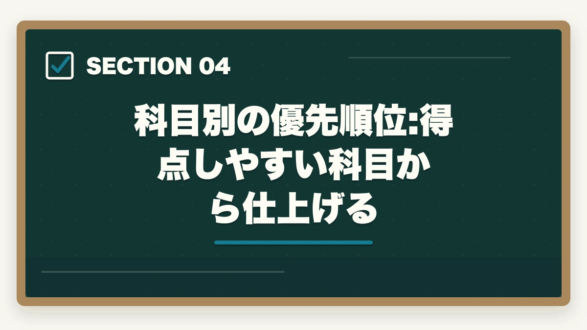 科目別の優先順位:得点しやすい科目から仕上げる｜介護福祉士国家試験まで残り2週間でやるべきこと完全マニュアルの図解