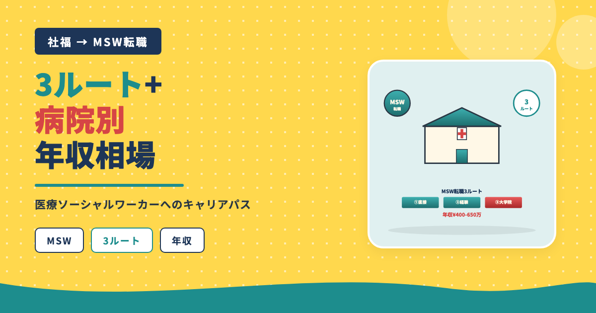 社福MSW転職3ルート病院別年収相場