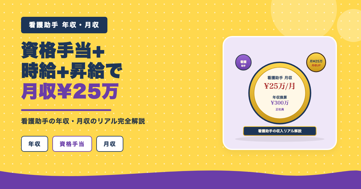 資格手当+時給+昇給で月収25万