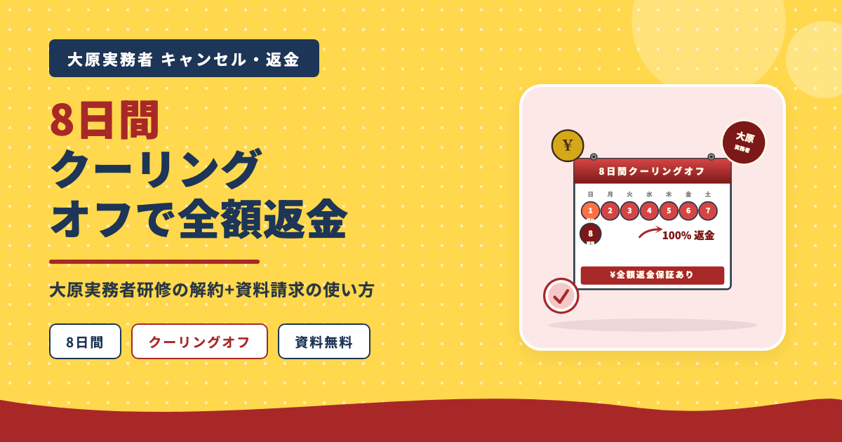 大原実務者研修8日間クーリングオフ全額返金