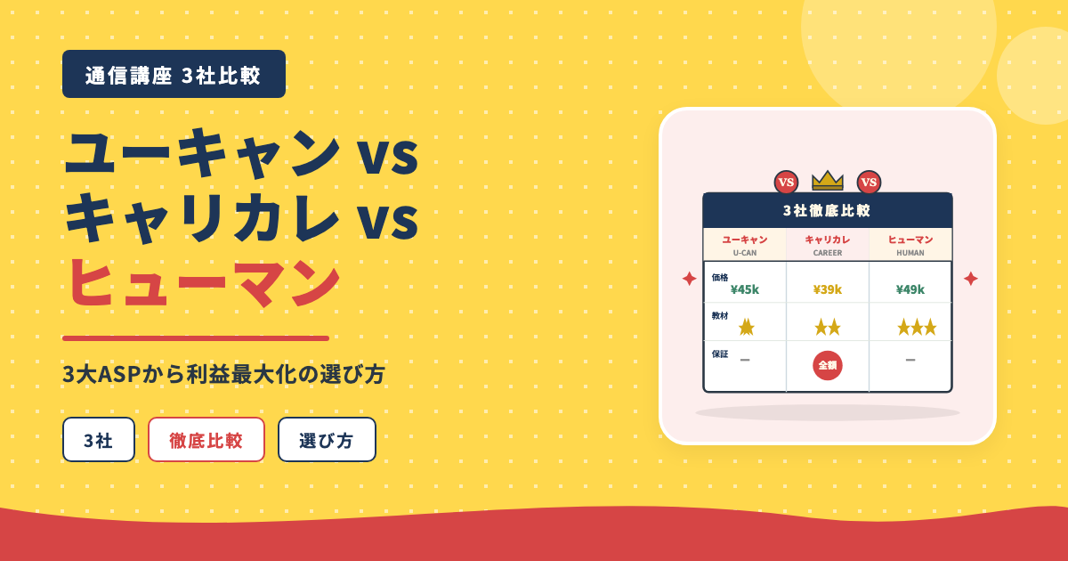 ユーキャンvsキャリカレvsヒューマン